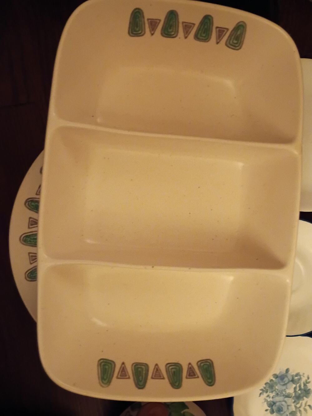 Metlox Poppytrail NAVAJO 14" 3 Part Relish Tray - Vintage California Pottery